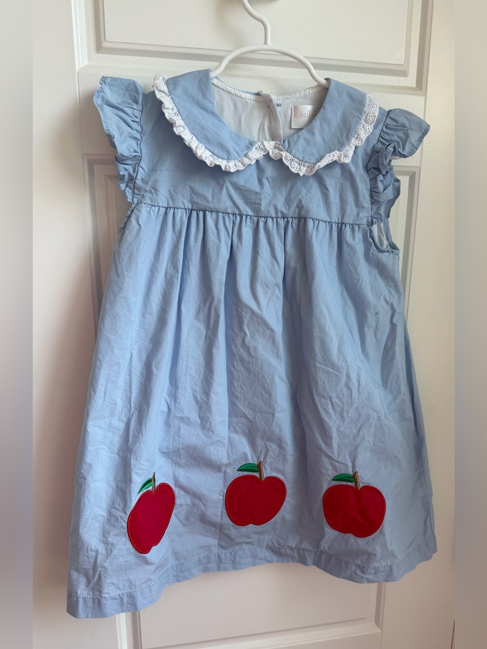 Cecil & Lou Apple Appliqué Dress Short Sleeve Lace Collar
